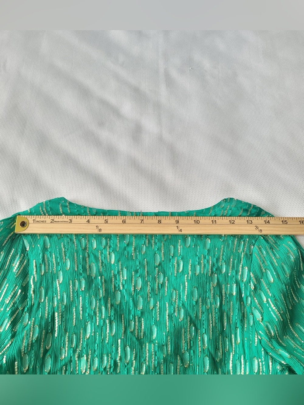 ✅ Lilly Pulitzer Cleme Long Sleeve Top Fiddle Leaf Green Mystical Metallic sz 14 - Picture 7 of 11
